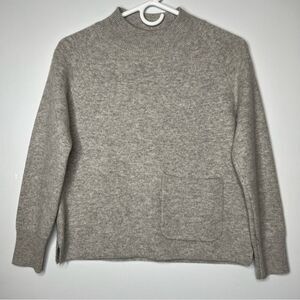 100% Pure Cashmere Cozy Gray Beige  Sweater with Pocket